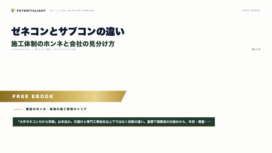 ゼネコンとサブコンの違い eBook表紙